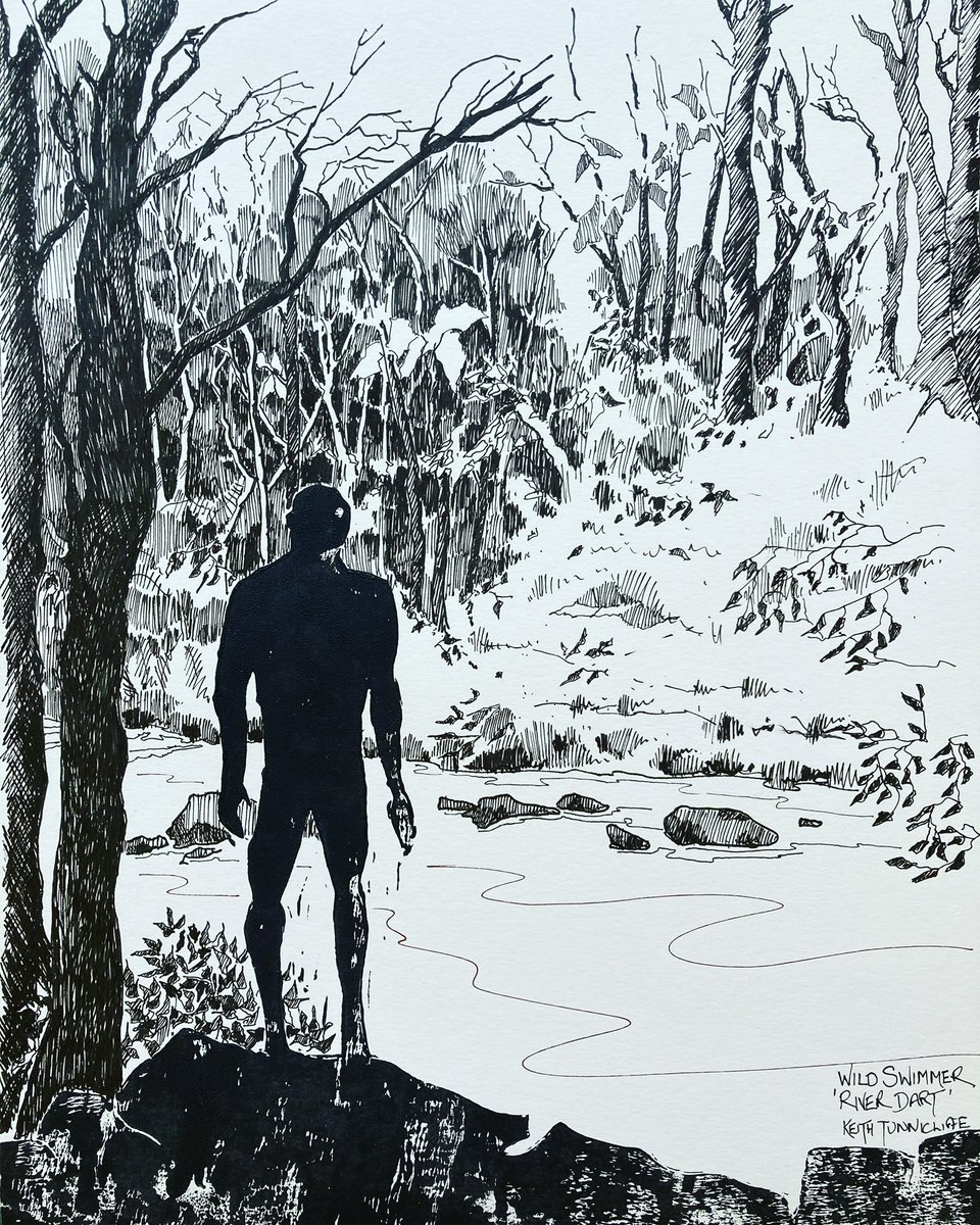 LarkStudios's tweet photo. #picoftheday Ink drawing of my linocut ‘Wild Swimmer’ on the River Dart! #riverdart #sharrahpool #sketch @artpublishing @DevonArtistNet @RiverDartCP @RiverDartGaller @ByTheDart @lovedartgallery @SharphamTrust https://t.co/uBslgGLfzn