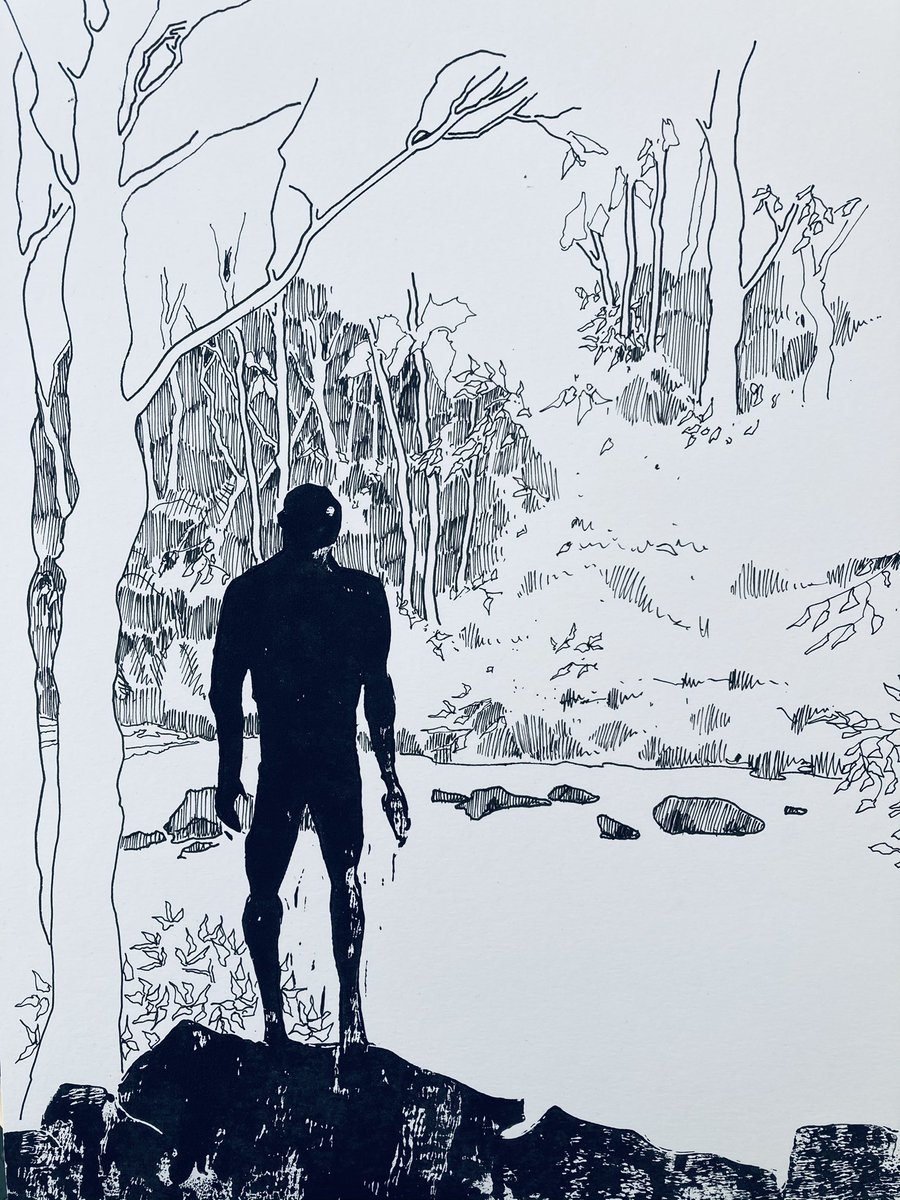 LarkStudios's tweet photo. #picoftheday Ink drawing of my linocut ‘Wild Swimmer’ on the River Dart! #riverdart #sharrahpool #sketch @artpublishing @DevonArtistNet @RiverDartCP @RiverDartGaller @ByTheDart @lovedartgallery @SharphamTrust https://t.co/uBslgGLfzn
