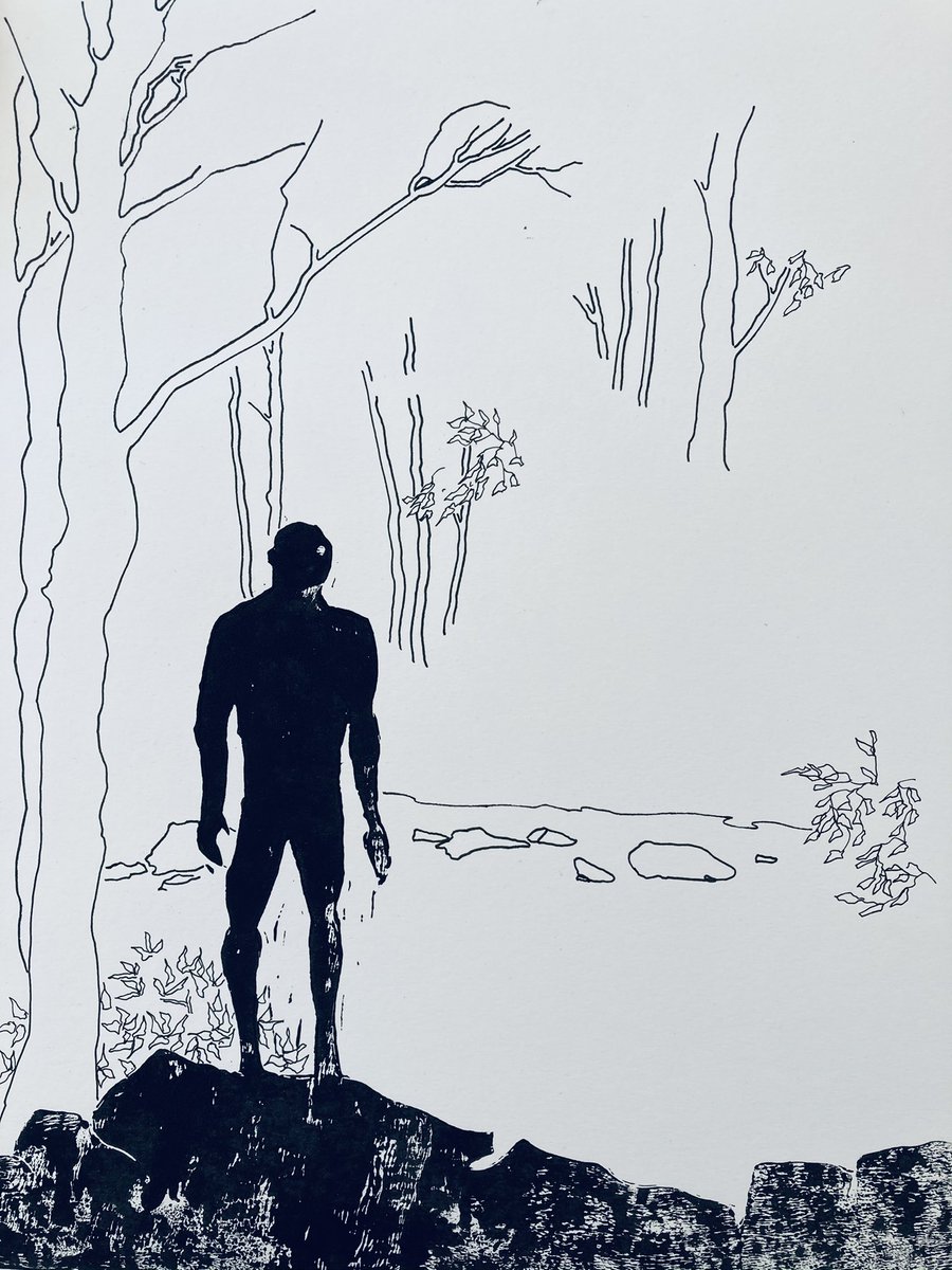 LarkStudios's tweet photo. #picoftheday Ink drawing of my linocut ‘Wild Swimmer’ on the River Dart! #riverdart #sharrahpool #sketch @artpublishing @DevonArtistNet @RiverDartCP @RiverDartGaller @ByTheDart @lovedartgallery @SharphamTrust https://t.co/uBslgGLfzn