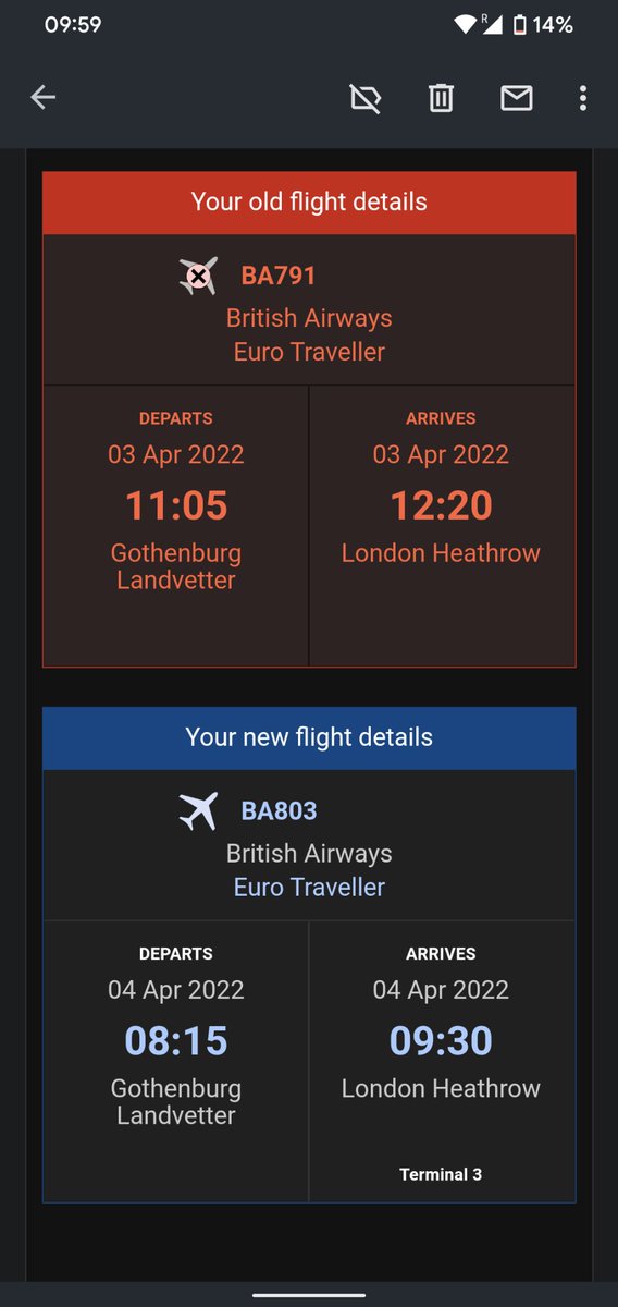 thefrogbox's tweet photo. @LEGDAY @British_Airways Same! Only my new flight is tomorrow... Awesome with a young child!  #bacancellations https://t.co/AntIem5Niw