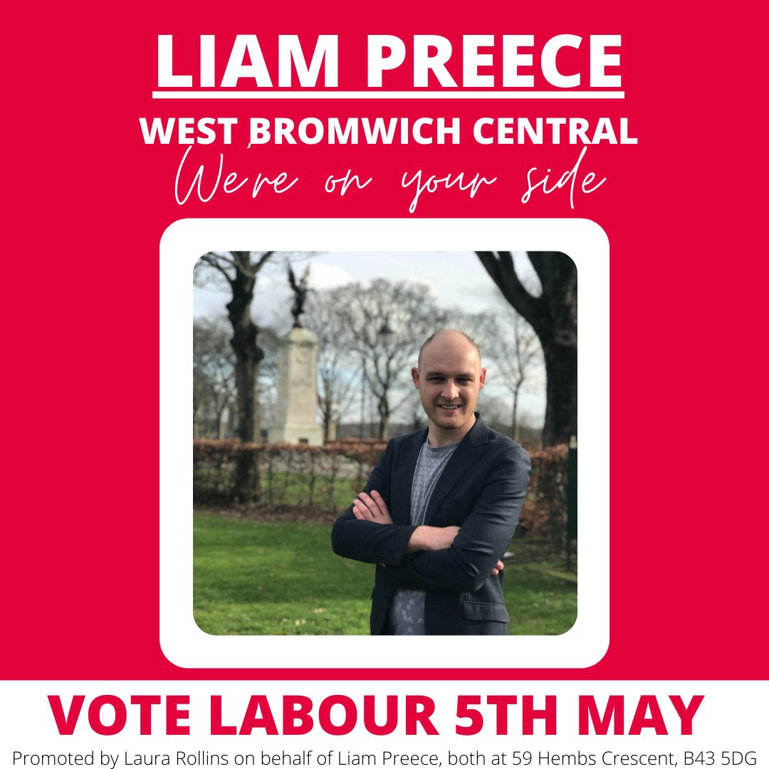 LauraMRollins's tweet photo. Great feedback on the doorstep for our candidate Liam Preece yesterday. 

Liam will be a great asset to West Bromwich Central with experience of being a hard working councillor in the constituency and a drive to improve people’s lives. https://t.co/WJmVzzZe5r