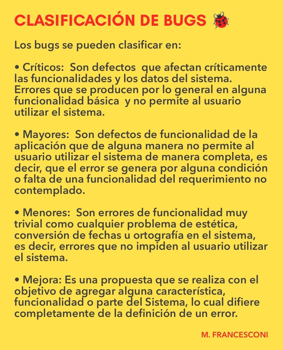 mfrancesconi91's tweet photo. CLASIFICACIÓN DE BUGS https://t.co/WulgCI6ihq