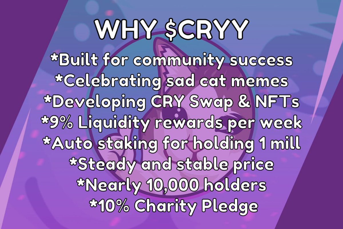 CRYCOINOFFICIAL's tweet photo. What makes you CRY 😹

First 2222 have a chance to win 100,000 $CRYY 💎 and some $sol

1️⃣ Drop your Solana address 
2️⃣ Make sure you follow us @CRYCOINOFFICIAL 
3️⃣ Tell us what you love most about CRY Coin below 👇 

Tag your friends!

#Solana #giveaway #NFTs #Airdrop #eth #BNB https://t.co/iJ2oWy4iJh