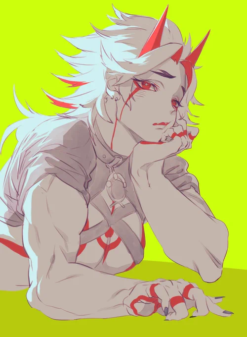 一斗描けば描くほど遠ざかっていく難しさに唸っちゃうけど、当人は「うっせーなーごちゃごちゃ考えずに描きたいなら描けばいいだろ」って言ってくれそうなので好き。「ただし格好良くな!」って念押されそうだけどごめんかっこ悪いとこも好きなんだ☺️
#原神 #GenshinImpact #荒瀧一斗  #AratakiItto 