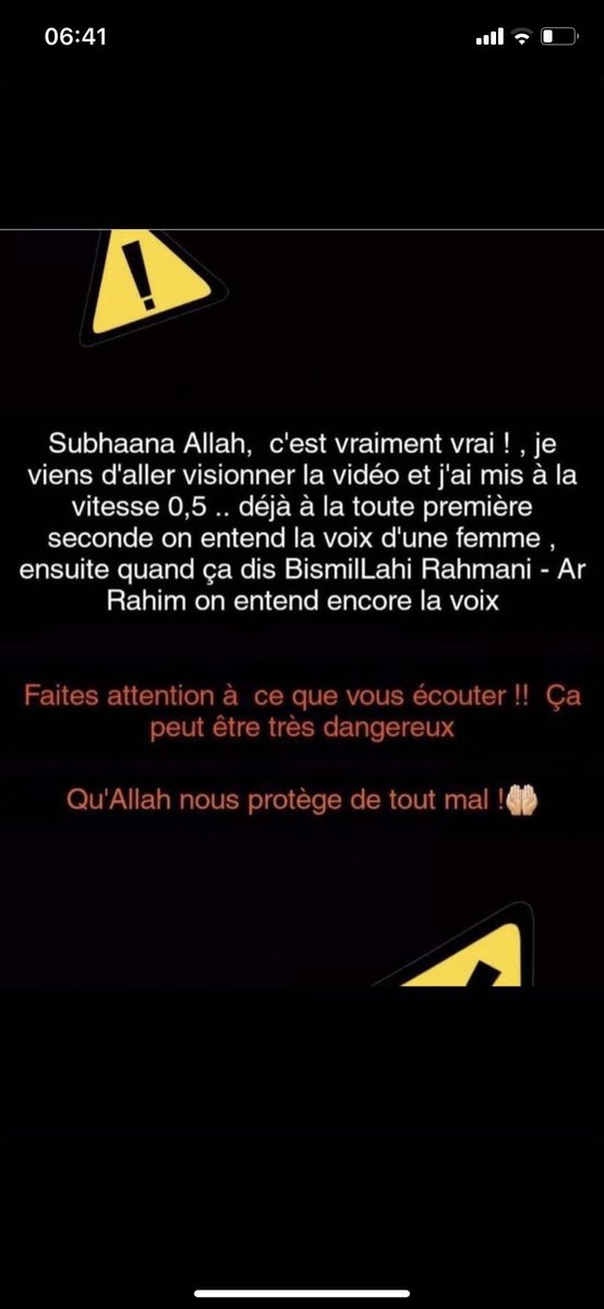 _hassan_lc_'s tweet photo. Salam Wa Aleykoum c’est seulement pour voir avertir par rapport à cette vidéo qui a plus de 5 millions de vue déjà une femme a inséré sa voix pour chuchoter des choses malsaines qui pourrait s’apparenter à de la sorcellerie qu’ الله nous guide faites attention a vous https://t.co/btnJJ9gbSA