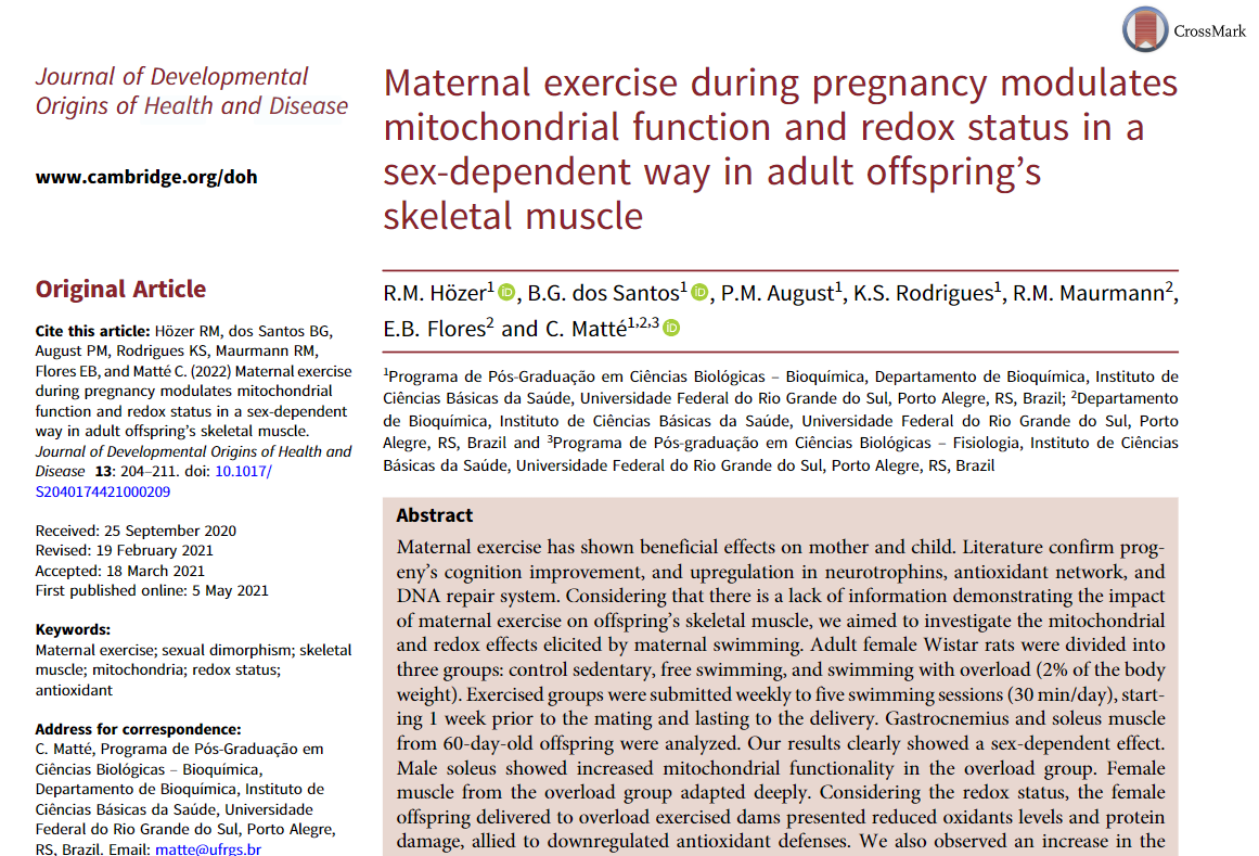 jdohad1's tweet photo. ORIGINAL ARTICLE 2/2: Females seems to be deeply affected, reducing the reactive species levels and protein damage in muscle.
Read more: https://t.co/ZuusNL4UVx
#JDOHAD #DOHaD #maternalexercise #muscle #redox #mitochondria
@CMatte2 https://t.co/ukqoLUTZmh