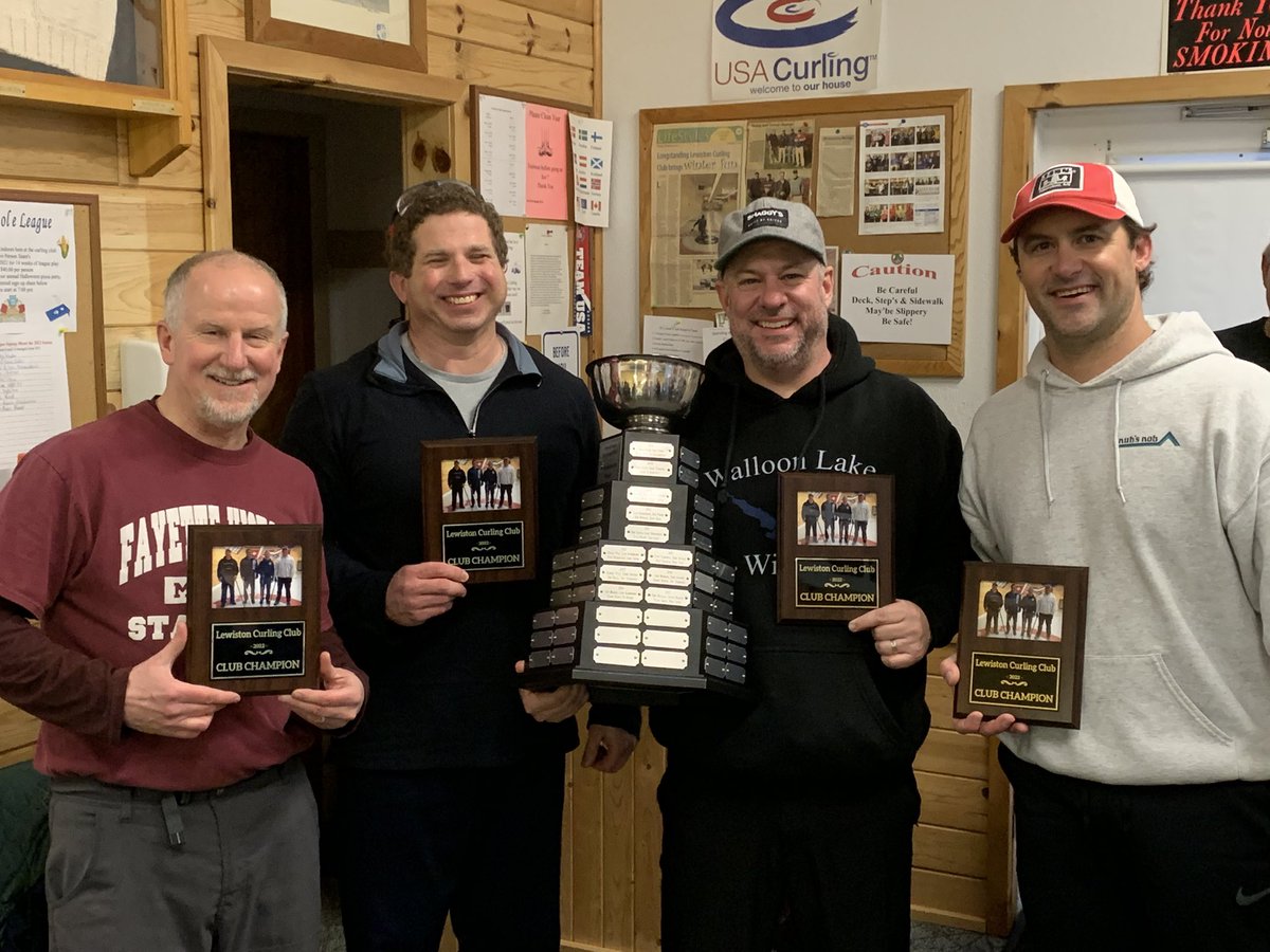 Congratulations to Team Biebuyck (Brent Biebuyck/John Boris/Mike Rinke/Kurt Roznowski)…2022 Lewiston Curling Club champions 🥌🏆