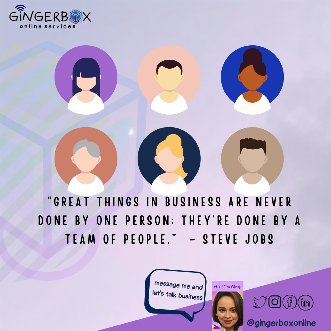 gingerboxonline's tweet photo. Small business owners sometimes find it difficult in finding the right and qualified team members. There are several reasons why, but with effort and patience, it is not impossible. 👩‍💼  ✅ 

#gingerbox
#gingerboxSMM
#hireavirtualassistant
#socialmediamanagers
#socialmediacoach https://t.co/03H17tbYrs