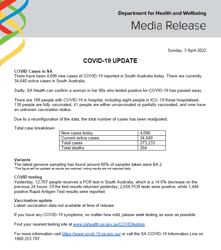 SA Health tweet media