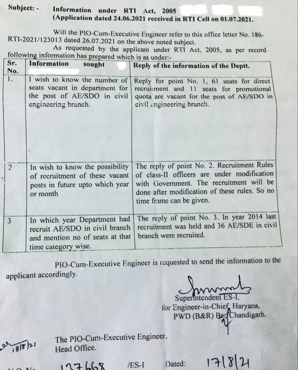 BoddhManjeet's tweet photo. Honourable @mlkhattar @Dchautala Sir every dept. of Haryana holds the vacant post of AE/SDO in civil branch of engineering. It's an humble request plz consider our concern soonest. @cmohry @DainikBhaskar @AAPHaryana @IESramteerath @ShweDhull #hpsc_AE_recruitment https://t.co/DZ6T91QFED