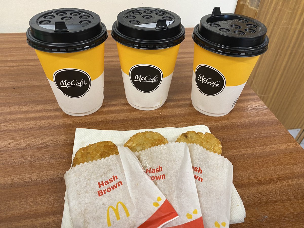 <a href="/McDonalds/">McDonald's</a> ☕️ fuelling <a href="/Hannahrj6/">Hannah Craven-Jenns 💙</a> <a href="/SophieWhilesOT/">Sophie Whiles</a> <a href="/bethany_bate1/">Bethany Bate</a> Sunday morning!! Also celebrating <a href="/Hannahrj6/">Hannah Craven-Jenns 💙</a> last weekend before non-clinical maternity time🤰🏼🍼 <a href="/SWB_RRTS/">Rapid Response Therapy Service</a> <a href="/ibedsSWBH/">ibedsSWBH</a>