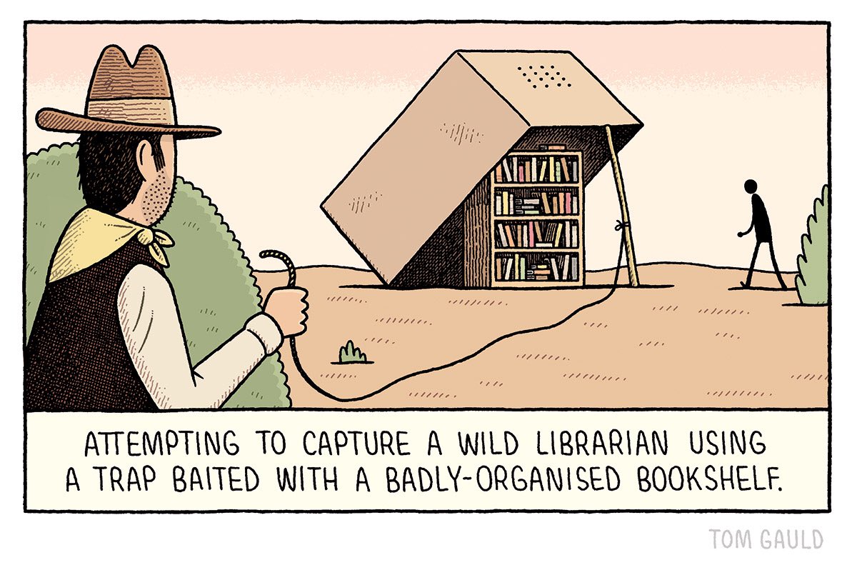 My cartoon for yesterday’s <a href="/GdnSaturday/">Guardian Saturday</a> / <a href="/GuardianBooks/">Guardian Books</a> 

p.s. there are more librarians in my next book: tomgauld.com/comic-books-v2