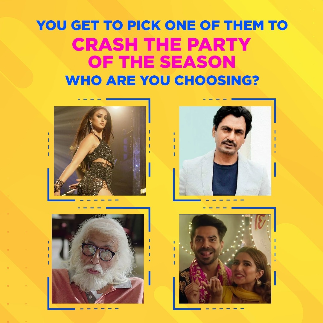 sonypicsfilmsin's tweet photo. Hmmm, that's a tough choice to make 😰
@Nawazuddin_S @SrBachchan @Aparshakti @PranutanBahl #IleanaDcruz
#Mubarakan #102NotOut #Helmet #CrashParty #Party #PickOne #Season #Bollywood #Explore https://t.co/1bebBfptom