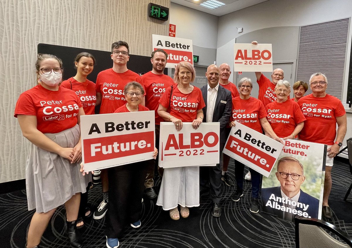 Peter_Cossar's tweet photo. Great rally with Albo and Jim Chalmers today The LNP acts like fixing aged care is a choice. Only Labor will deliver this important reform! Policies for a Better Future! #AusPol2022 #auspol #turnryanred https://t.co/r21zUPrpg6