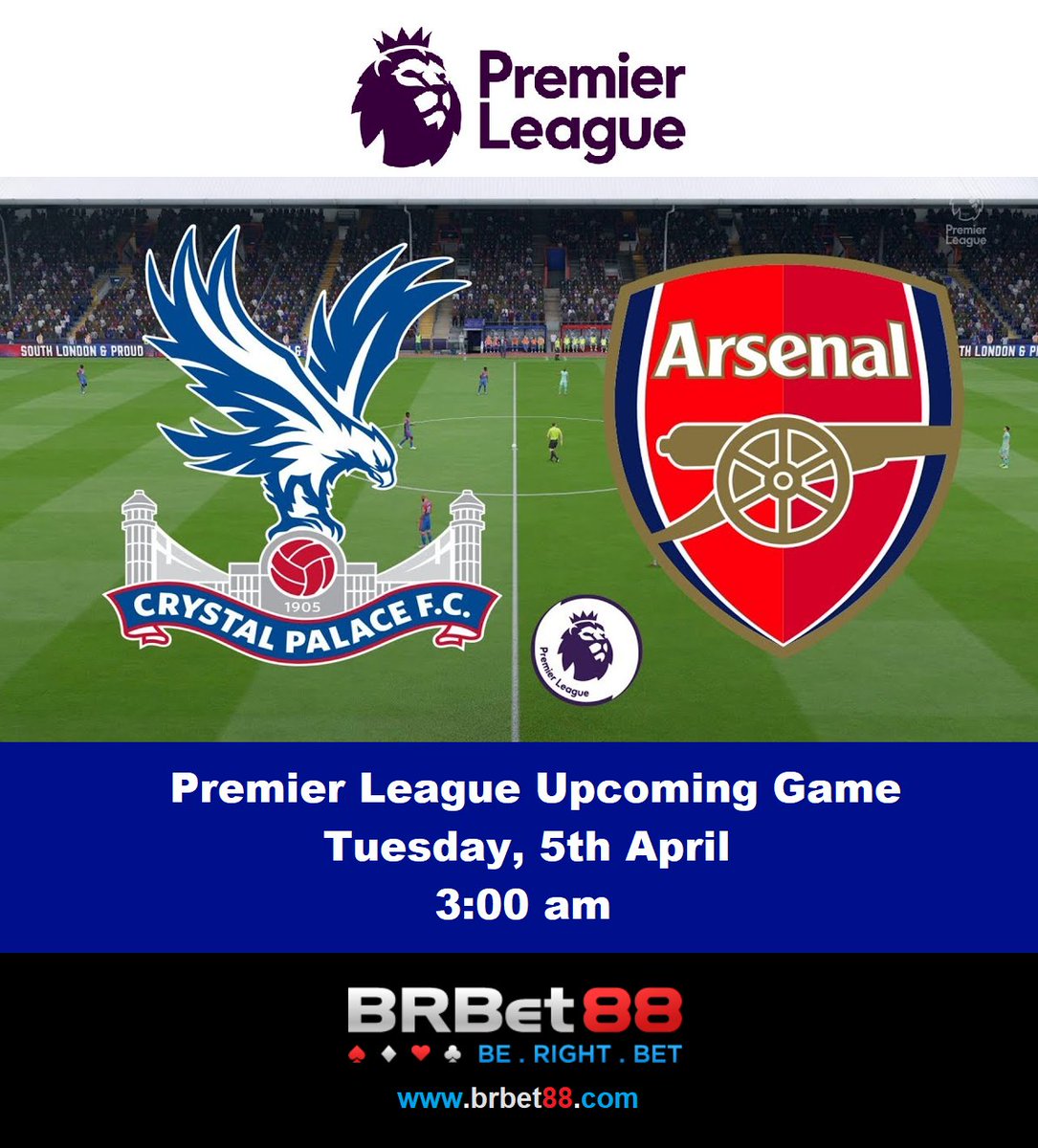 B88_Official's tweet photo. Premier League Upcoming Match!
Crystal Palace vs. Arsenal on Tuesday, 3:00am.
Which is your favorite team?
Let’s support your team at BRBET88 now!
👉https://t.co/n74XpQJkvN
#BRBET88 #BRBET #OnlineCasinoSingapore #CrystalPalace #Arsenal #Sportsbook #SportsBetting #Football #Soccer https://t.co/fxQIyg7ofC