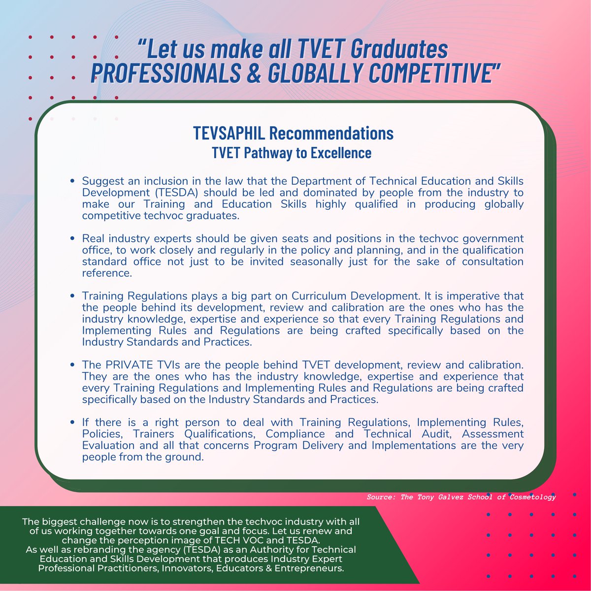 tinaQuines's tweet photo. Tech-Voc has a positive impact on a person’s employment opportunities at marami sa kanila mas successful pa nga kaysa satin! 
#StateOfTechVocInThePhilippines
#PinoyTechVoc #TechVocProfessionals
#TechVocProfessionalTracks
#TechVocLivelihoodTracks
#EchoManila
#EchoManilaPH https://t.co/iDIUtdnISx