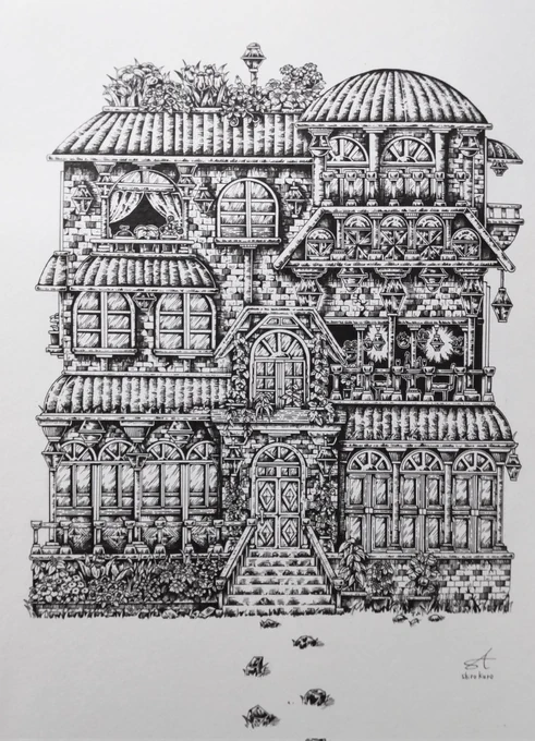 過去作品✨
憧れのレンガの家(3階建て)。
こういう所でゆったり暮らしたい。

#ペン画 #アナログ #ボールペン  #絵師さんとつながりたい  #絵描きさんと繋がりたい  #モノクロ 