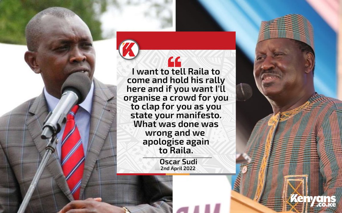 Kenyans's tweet image. MP Oscar Sudi speaks on Raila's chopper stoning incident.