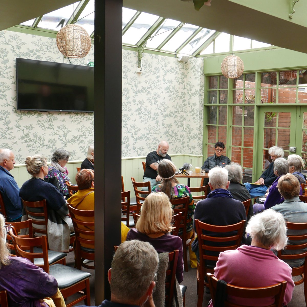 progportphillip's tweet photo. The first of our #CommunityConvo events gets off to a good start at the Railway Hotel, South Melb, with N’arweet Dr Carolyn Briggs, Boon Wurrung elder and writer @LatimoreJack talking about an #aboriginal future in #PortPhillip. https://t.co/XFeZTMh1U5