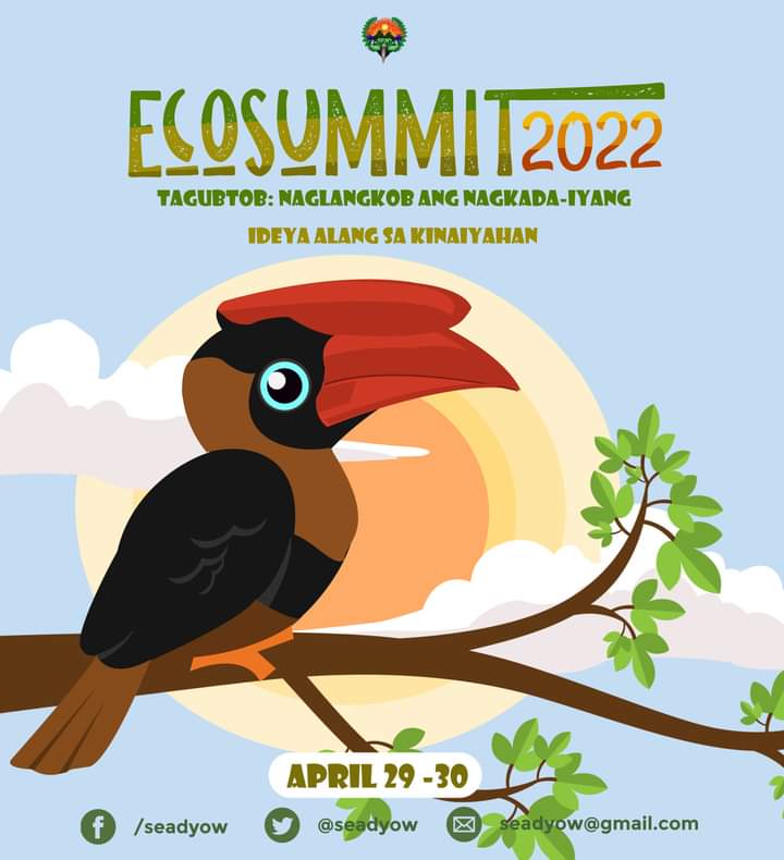 ECO SUMMIT 2022 

TAGUBTOB: Naglangkob ang Nagkada-Iyang Ideya Alang sa Kinaiyahan

April 29-30

For more information:
m.facebook.com/story.php?stor…

#EcoCaravan2022
#EcoSummit2022
#Tagubtob2022