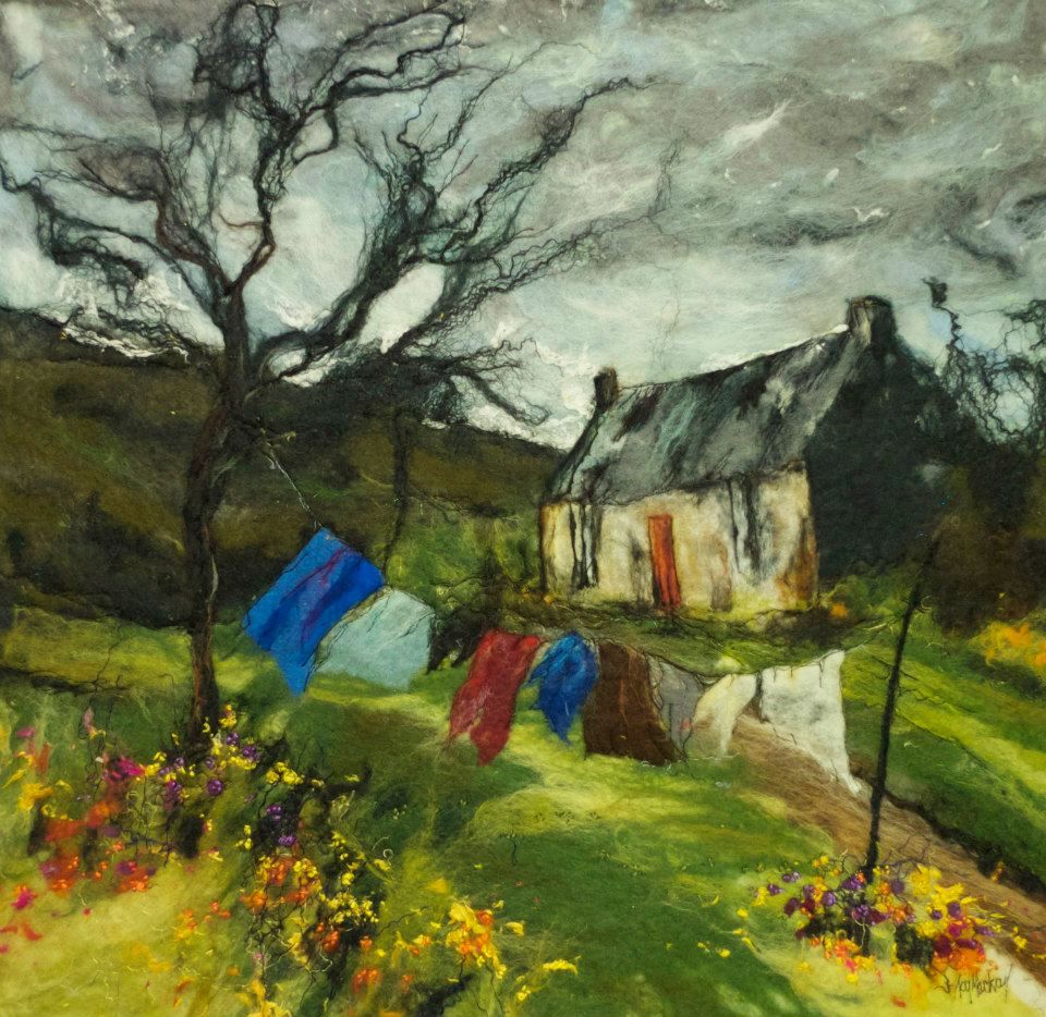womensart1's tweet photo. Moy Mackay, Scottish textile artist who uses the material felt to create her “felt painting” #WomensArt https://t.co/SKK3OXQNCS