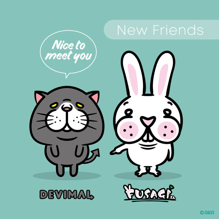 AnimoreMate's tweet photo. 🐰🐱FUSAGIさんのニューフレンド登場!!
名前は「DEVIMAL(デビマル)」です。
悪魔に取り憑かれてるらしいよ👿
.
#devimal #でびまる #デビマル #ねこ #悪魔
#fusagisan #ふさぎさん #fusagiさん #フサギサン #うさぎ #キャラクターグッズ #ゆるキャラ #イラスト https://t.co/D4a4lkMMRb