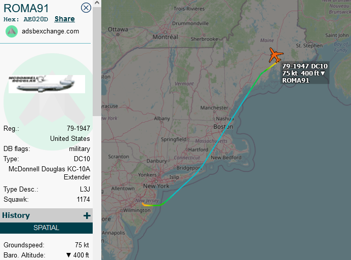 SirListenalot's tweet photo. Earlier today #KC10 #AE020D as #ROMA91 relocated from McGuire to Pease and #KC135 #AE0242 as #ROMA92 from McConnell to Fairchild.
#CoronetEast 087 https://t.co/JXVYbryr9Q
