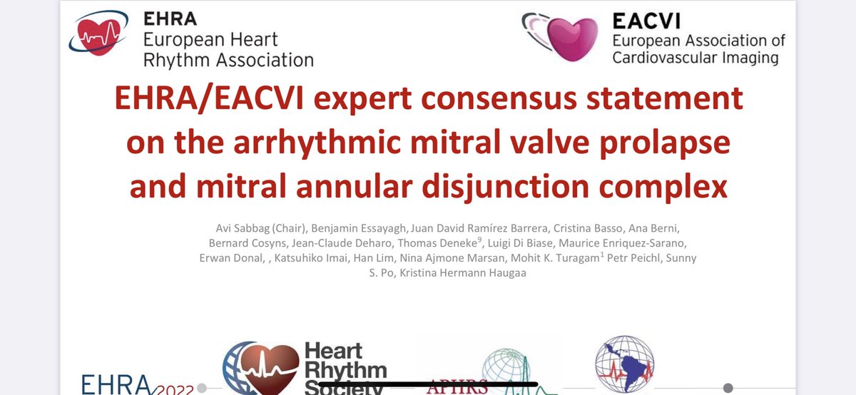 Honored to preset the consensus document on Arrhythmic MVP and MAD at #EHRA2022