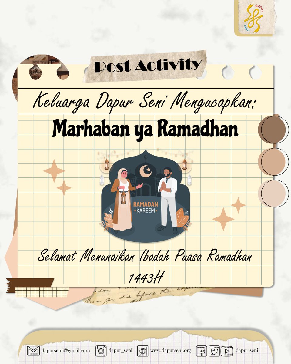 dapurseni's tweet photo. [SELAMAT MENUNAIKAN IBADAH PUASA RAMADHAN 1443H]

Keluarga Dapur Seni mengucapkan
Selamat menjalankan ibadah puasa Ramadhan 1443 H
Mohon maaf lahir dan batin👳🏻‍♂️🙏🏻🧕🏻

#bulanramadhan
#DapurSeni2022
#DapurSeni
#1443H https://t.co/3VI6B2BfUg