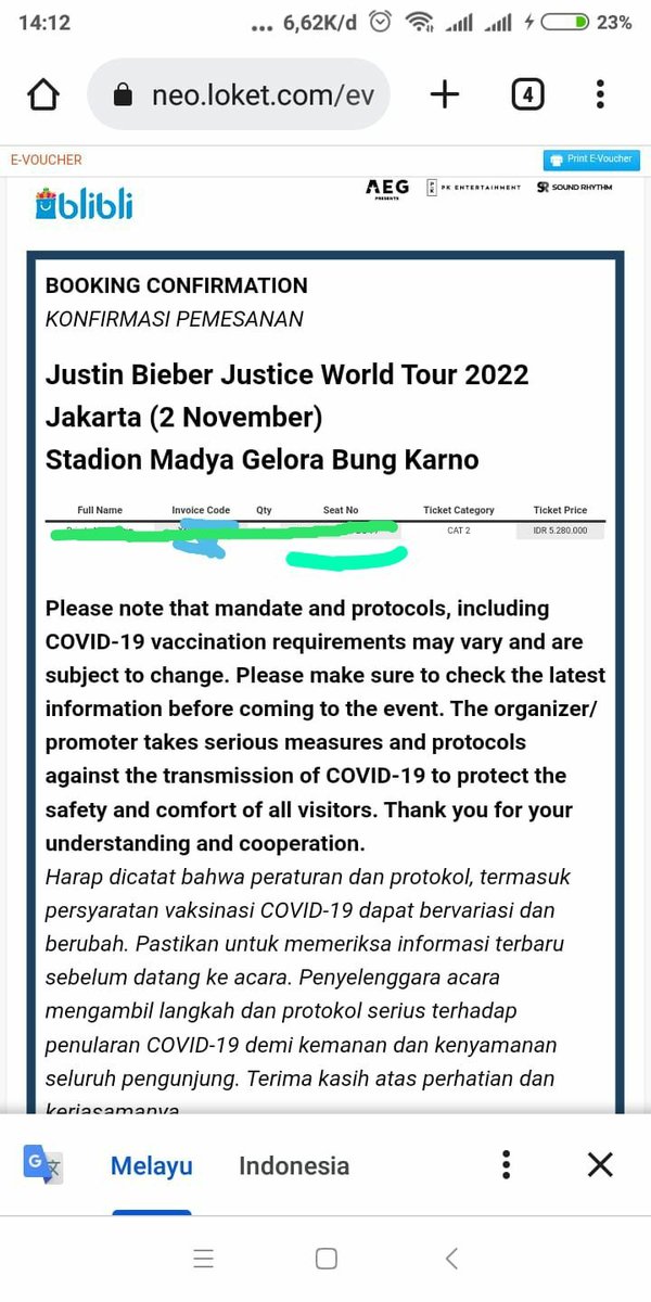 ikalisna's tweet photo. WTS Ticket Justin Bieber In Jakarta 
Available Now : CAT 2 - 1 Tix 
🎟️ : Order ? DM (IG : @lisnaika) / DM (Twitter : @ikalisna)
💸 : Payment bisa via Shopee/COD 

Tiket Justin Bieber
#JustinBieberinJakarta 
#JustinBieber 
#JustinBieberTickts https://t.co/78f54jP5iP
