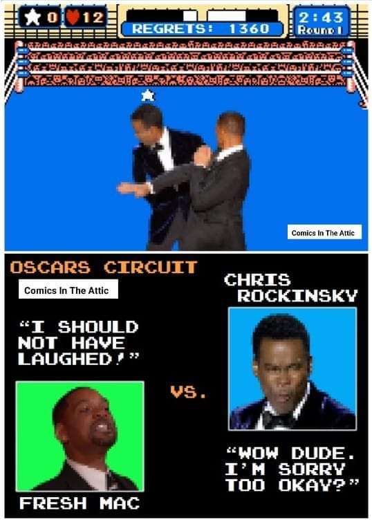 porkytheunique's tweet photo. I'm sharing a meme 🤓

#Retro #punchout #WillSmith #willsmithslap #retrogaming #miketysonspunchout #miketyson https://t.co/l9u8tBtp6a