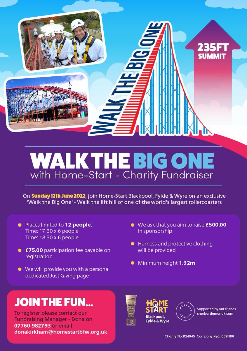 Our fabulous charity fundraiser is happening on June 12th … #walkthebigone #blackpool #blackpoolpleasurebeach Please support us with this event on our just giving pages … We will be introducing our participants this week so watch this space … 🎢 #charity #raisingfunds