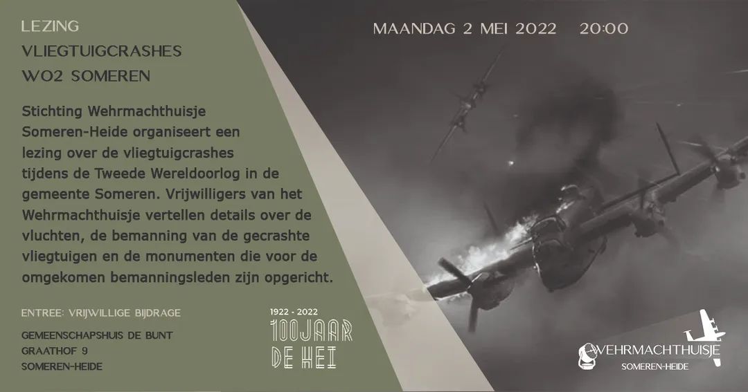 wehrmachthuisje's tweet photo. Op maandag 2 mei organiseren wij een lezing over de vliegtuigcrashes in de gemeente Someren tijdens de Tweede Wereldoorlog. Wij hopen u tijdens deze lezing te mogen verwelkomen.
#wehrmachthuisje #somerenheide #lezing #vliegtuigcrashes #wo2 https://t.co/Vz9bnEYIlB