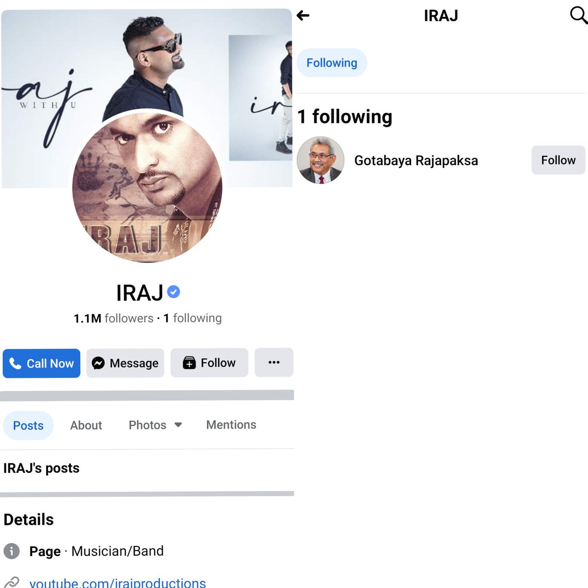 Musharaff181's tweet photo. Let's reprt nd unfllw ths main man who went kade for gota,the only person he is following is @GotabayaR He brainwashed mny pple.Let's Reprt all of his accs YouTube,Fb,Twitter and unfollow, unsubscribe. Let's mke him pay for what he did. #reportiraj #unfollowiraj #unsubscribeiraj https://t.co/Nrs87ktH3B