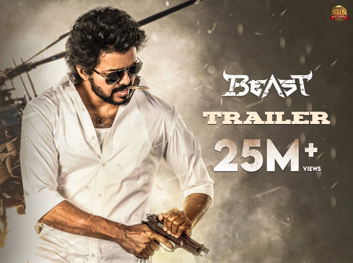 sunpictures's tweet image. #BeastTrailer hits a massive 25Mil+ views now 🔥
Innum bayangarama irukapoguthu 😎

▶ youtu.be/0E1kVRRi6lk

@actorvijay @Nelsondilpkumar @anirudhofficial @hegdepooja @selvaraghavan @manojdft @Nirmalcuts @KiranDrk @anbariv #BeastModeON #BeastMovie #Beast