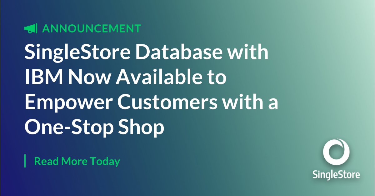 SingleStoreDB's tweet image. ICYMI 🤝 We just announced the launch of #SingleStoreDB with @IBM! Industry leaders can now access a one-stop shop for accelerated #cloud and #AI adoption.

bit.ly/3JcDxsZ
