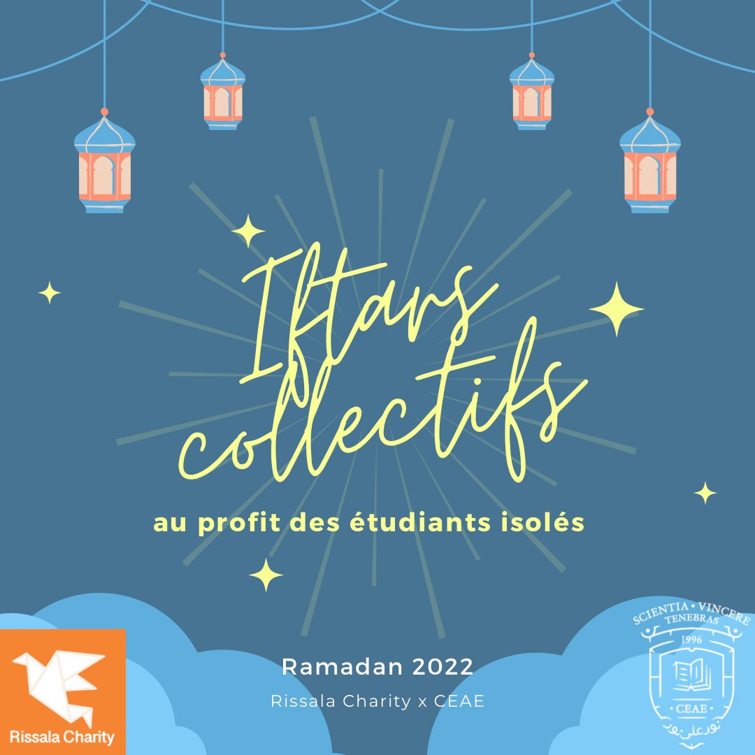 ceae_ulb's tweet photo. Salam/Paix,
Au cours du mois du Ramadan, le comité social du CEAE en collaboration avec @RissalaCharity organise des iftars collectifs au profit des étudiants isolés à Bruxelles. Si vous êtes dans cette situation ou que vous connaissez des personnes qui passent ce mois seuls, https://t.co/x170NfAIRB