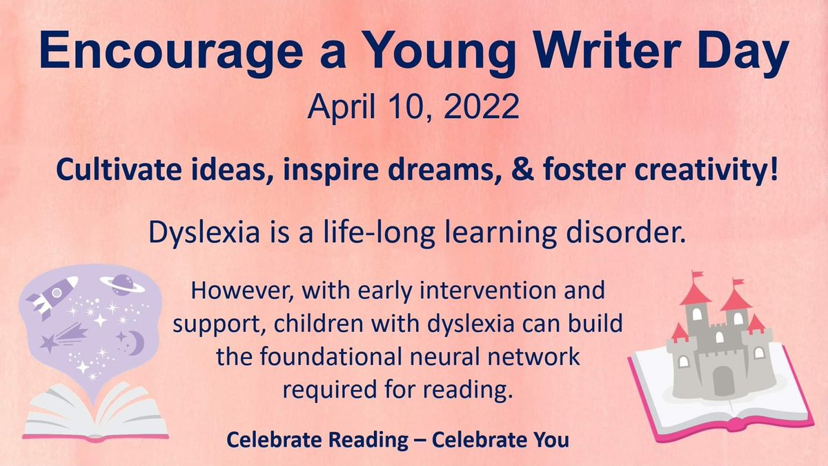 CanAdvance1's tweet photo. Today, April 10, is Encourage a Young Writer Day! Experience the adventures and wonder of a great story! ReadLS can help! Go to: https://t.co/wIK6sgwjMv
#reading #readingisfun #dyslexiaawareness #dyslexia #dyslexiasupport #dyslexiaeducation #learntolovereading #writing https://t.co/U8TTVEFSrb