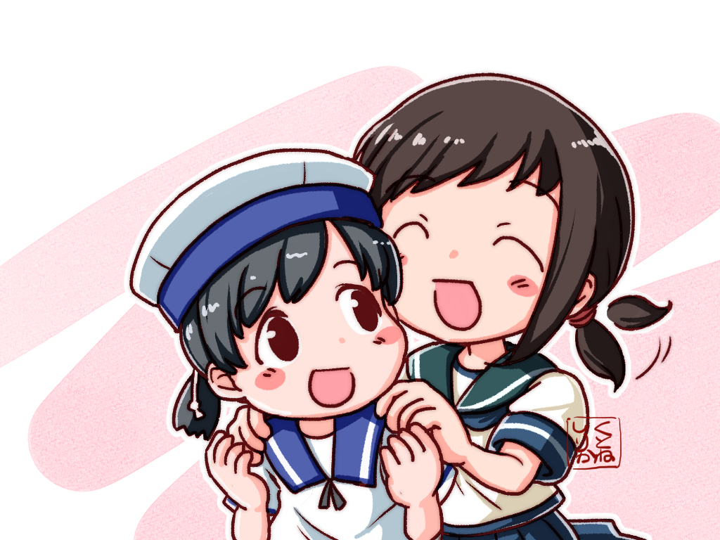 艦これ「【艦これ】
日振さんと吹雪さんにそこはかとなく感じる年のはなれた姉妹感。
(※個」|クトネシリカのイラスト