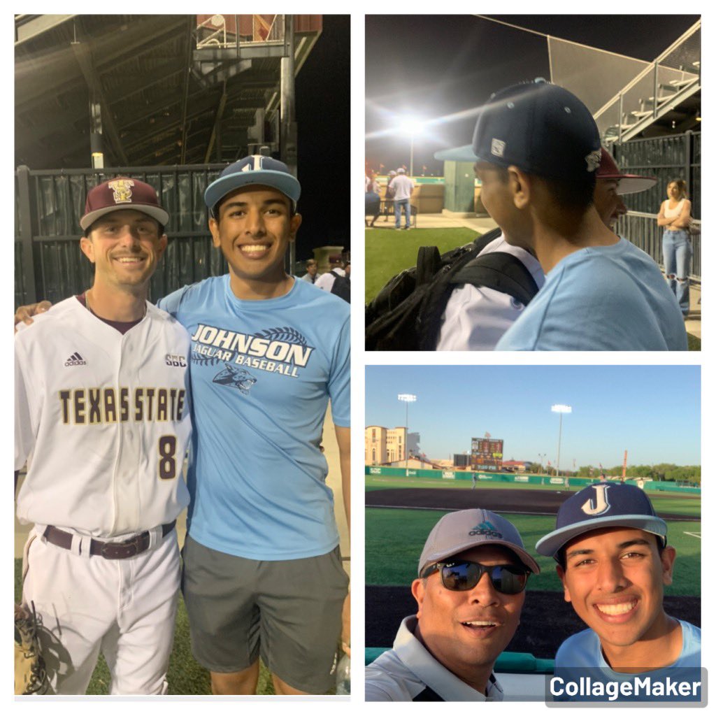 RohanN2023's tweet photo. Love watching this dude @Dalton_Eugene8 and @TxStateBaseball play ball, and catching up after the game. #JagFamily, #SlidersFamily @CTJbaseball @stsliders @trouty15 @JCer_12 @CoachBlak21 https://t.co/JAQCqfb0Sv