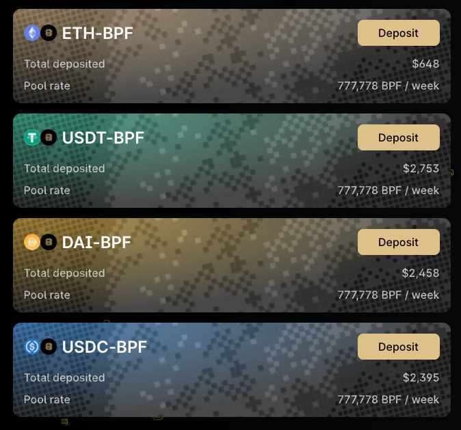bitpif's tweet photo. BITPIF Liquidity Mining Round
https://t.co/mWSD51f1GI
The following pools will participate in the new liquidity mining round:
$ETH - $BPF
$USDT - $BPF
$DAI - $BPF
$USDC - $BPF
#BITPIF $BPF #DeFi #DEX #liquditymining #yieldfarming #staking #web3 #ethereum #uniswap https://t.co/dcPGVm94ps