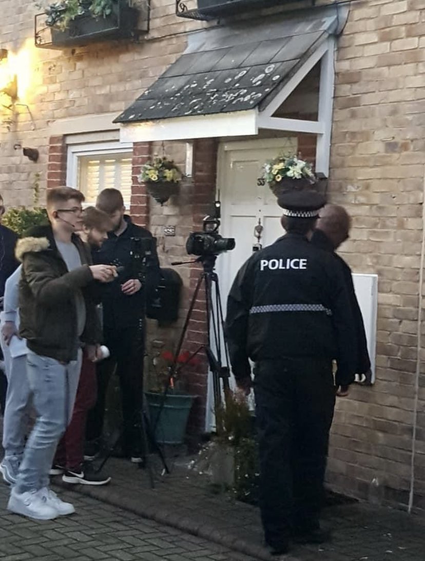 FusiologyProd's tweet photo. #BehindTheScenes of our police officers scene @Sarahrorbach and Dean Moveit! And we can’t forget our brilliant @bigdee2511 as the big scary debut collector… #tvseries #MentalHealthMatters #AmazonPrimeVideo #production #casting #dop #mentalhealth #script #show https://t.co/n2NElD4GM6