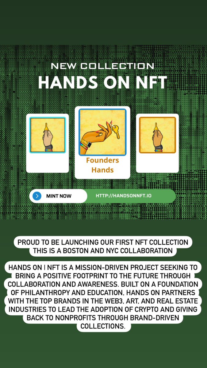 HandsOnNFT's tweet photo. Collaborative platform for brands and artists alike. Hands On partners with upcoming and professional brands to educate and promote to our community #nft #NEWPROJECT #education #RealEstate #boston #nyc https://t.co/A2DBaVWliD