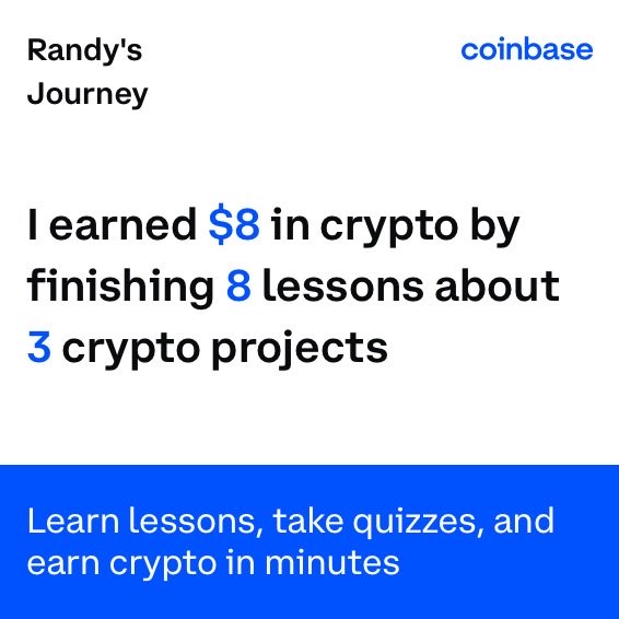 I've earned $8 so far by learning about crypto on <a href="/Coinbase/">Coinbase 🛡️</a>. See how much you can earn at: coinbase.com/earn?utm_campa…