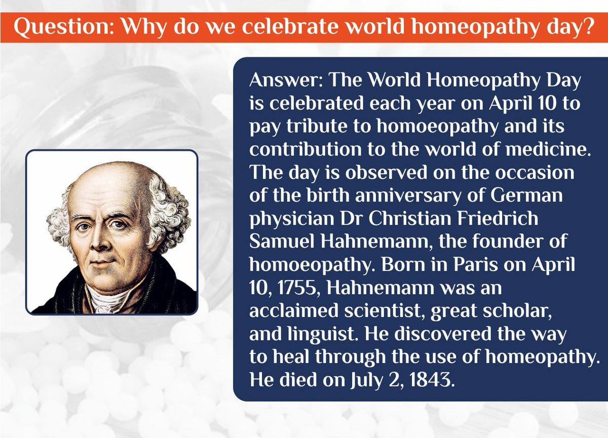 Let's spread awareness to innovate, reinvent and modernize this forms of treatment so that more people can reap it's benefits.
World HOMEOPATHY DAY.
#HomeopathyDay #WorldHomeopathyDay #Homeopathy #HomeopathyDay2022  #SamuelHahnemann