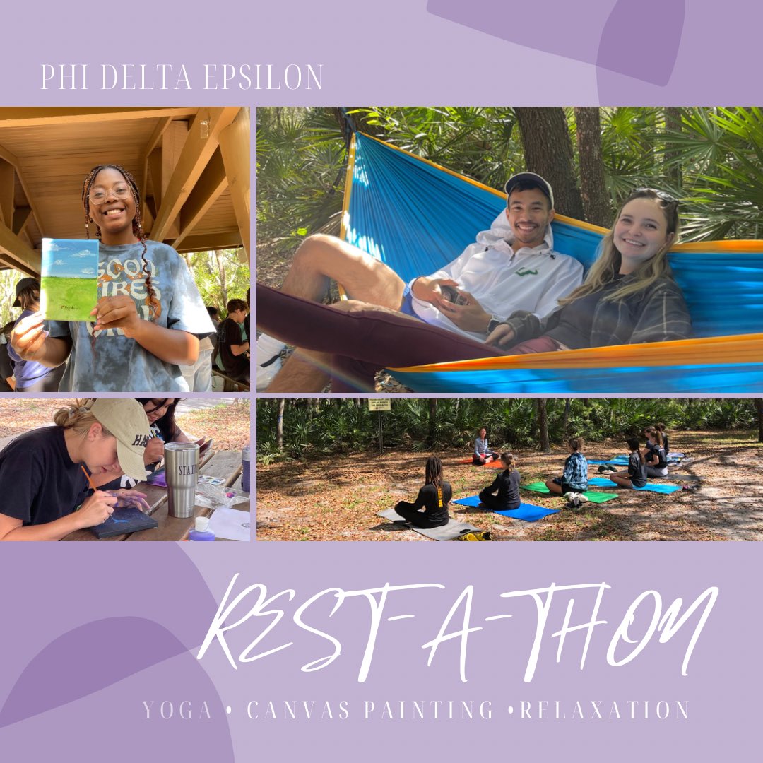 USFPhiDE's tweet photo. Thank you to everyone who came out to our Rest-a-thon event yesterday at Leetuce Lake Park! Through the midst of a busy semester, everyone had a great time spending quality time with one another while doing relaxing activities like painting and yoga 💜 https://t.co/SURz8PI3fr