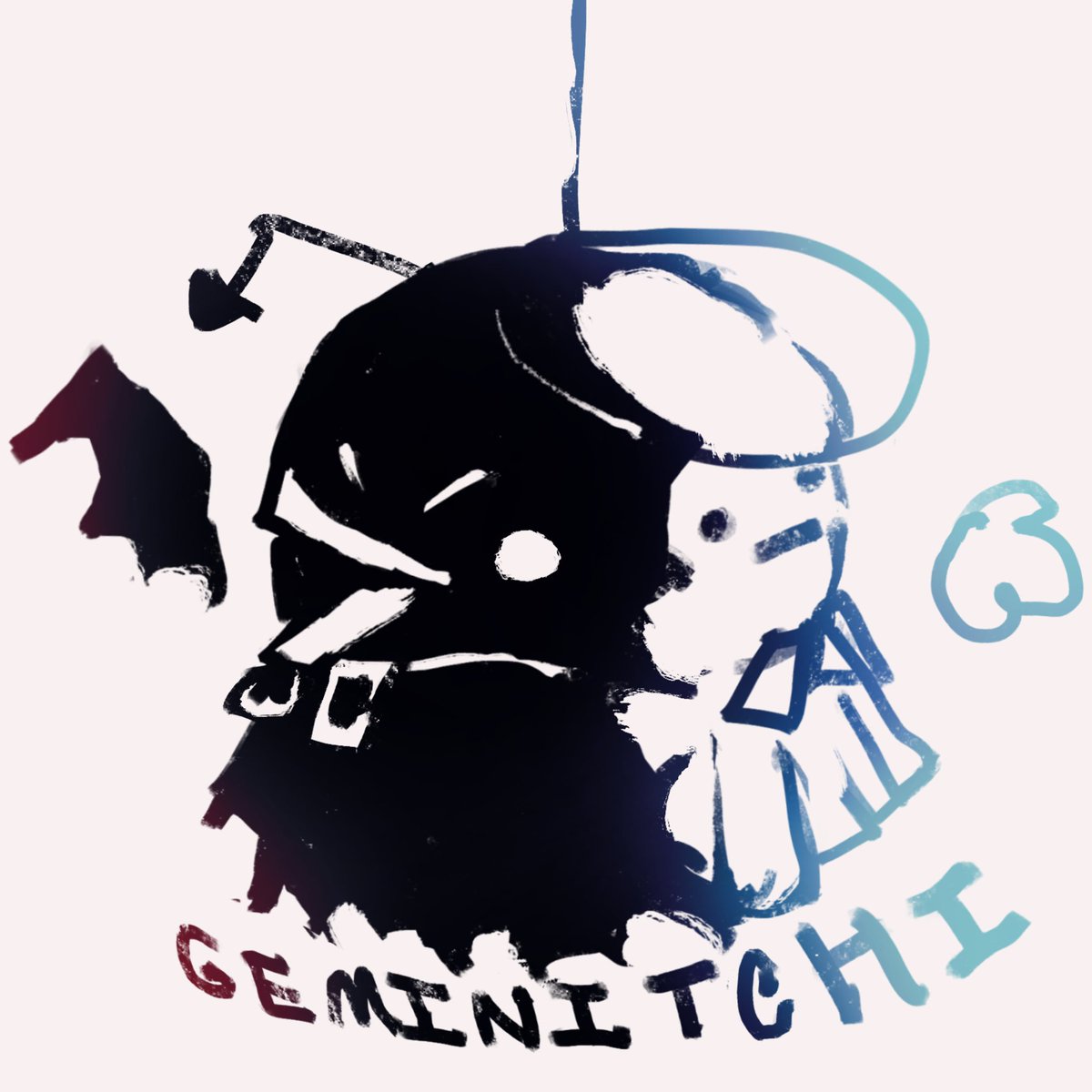 LapinsRose's tweet photo. Concept design I did of Geminitchi mascot, DIY Devilgotchi project. Geminitchi name is a mish mash of ying and yang as well as a mix of both me and my husband's signs, we are both Gemini. He will be added to the Devilgotchi side as a special character. #tamagotchi #devilgotchi https://t.co/aAL6Jm9QUm