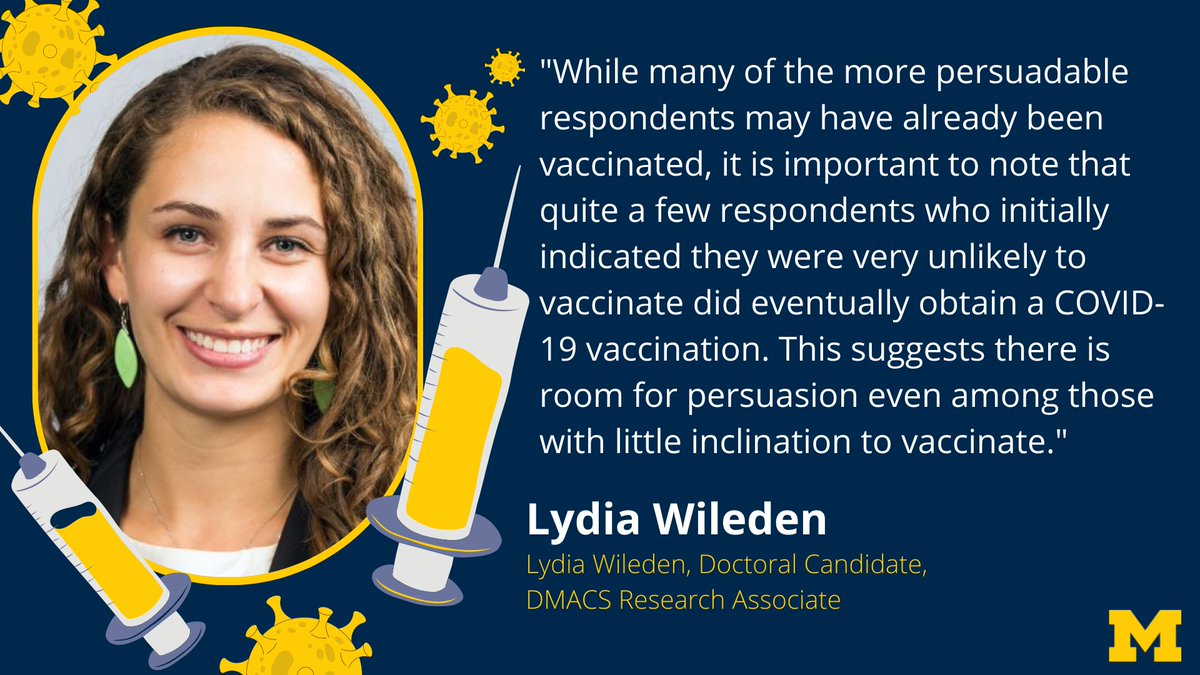 UMich's tweet photo. Nearly a third of Detroit adults who waited to vaccinate had previously reported they were unsure about getting vaccinated or unlikely to vaccinate, indicating that outreach efforts have achieved some success, according to a U-M #DMACS survey. https://t.co/MAtmgOi4ri https://t.co/p9nr8dwpiz