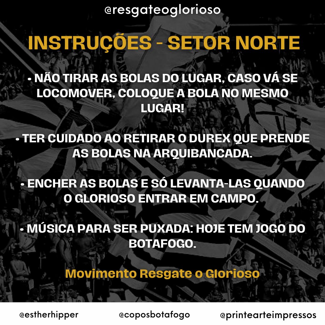 resgateglorioso's tweet photo. 🔥 INSTRUÇÕES - SETOR NORTE 🔥

Segue instruções para o desenvolvimento positivo da festa no setor Norte na entrada dos jogadores em campo. 

DIVULGUEM!! https://t.co/3TJR7PSi4m