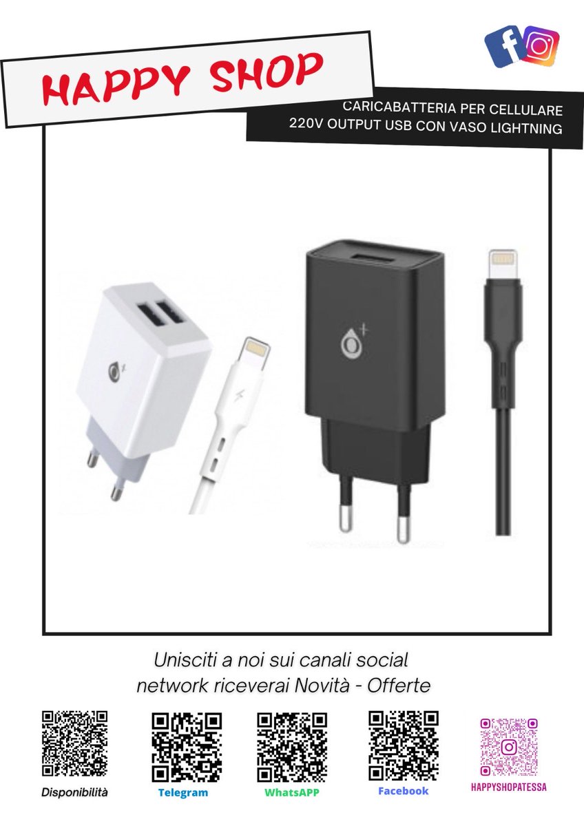 JINCBFelice1's tweet photo. Caricabatteria per cellulare 220V Output USB con cavo IPhone Lightning
Per disponibilità https://t.co/RqBRpFN9U4
Vienici a trovare nel nostro punto vendita, Scopri tante altre offerte ...... 
#daHappyShop #ACCESSORIperCELLULARI https://t.co/BuS10vSKxO
